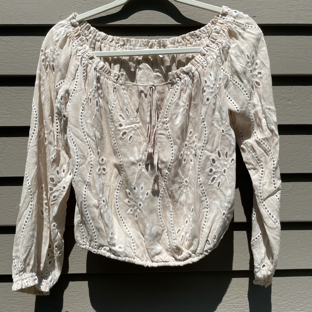Long Sleeve Off the shoulder tan top